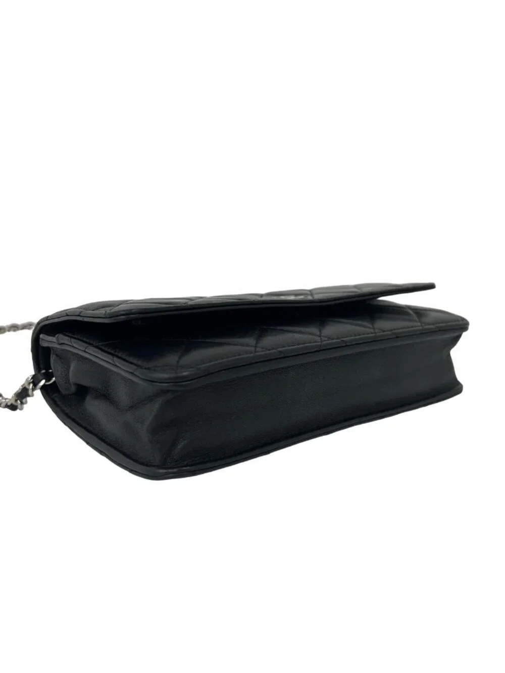 Chanel With Card Quilted CC Logo Lambskin Shoulder Bag Pochette Black